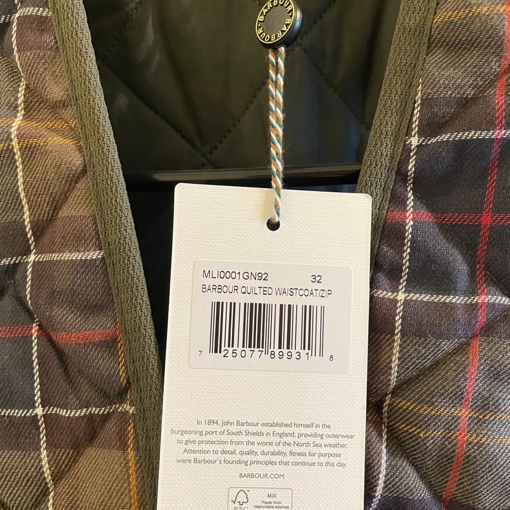 Barbour Size 32 Zip In Liner Vest - Picture 6 of 6